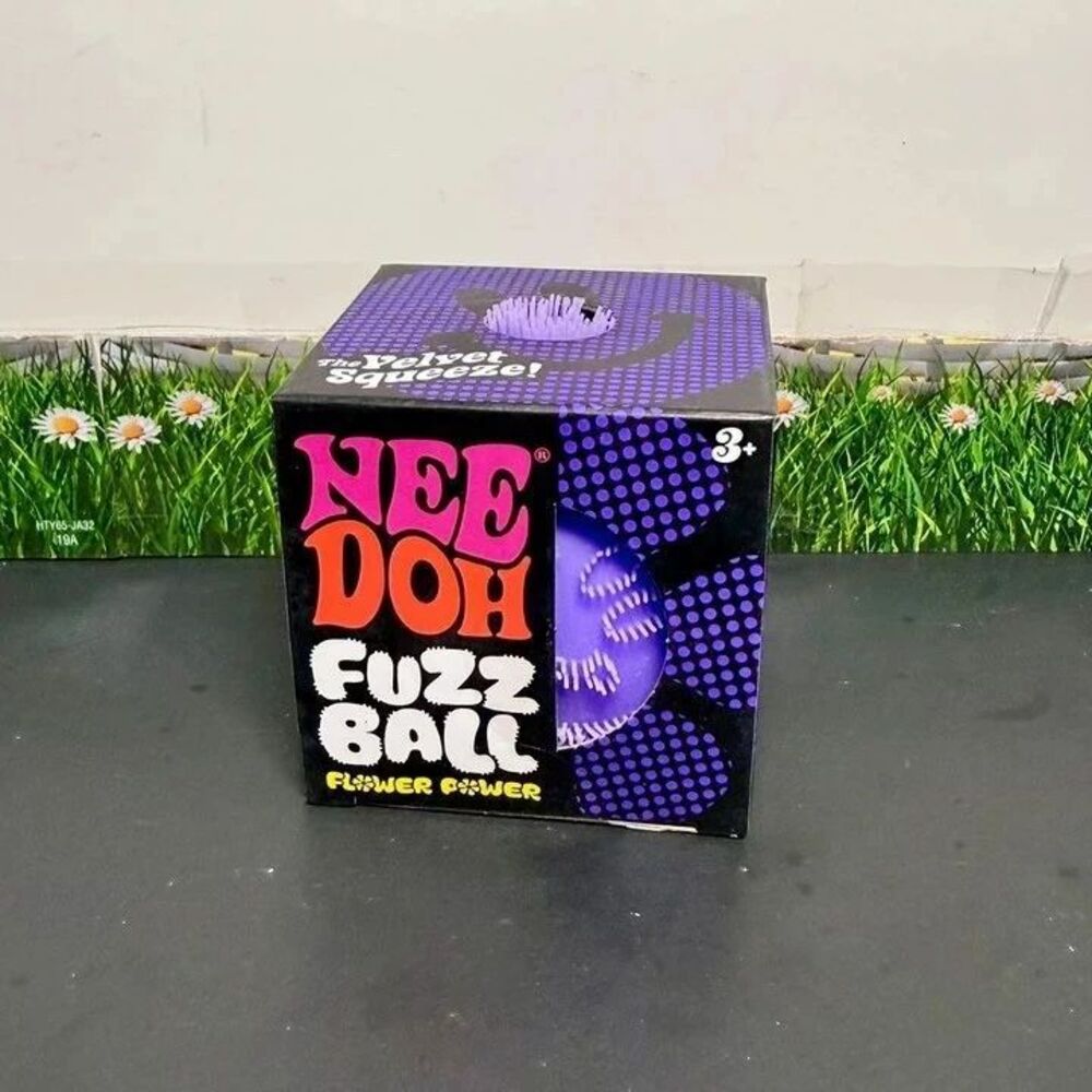 Schylling NeeDoh Fuzz Ball Flower Power Purple Squeeze Toy 100% Authentic
